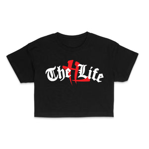 TL Old English "Black" Cropped Tee