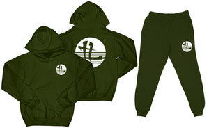 TL Striped Logo "Military Green" Sweatsuit Top and Bottom